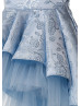 Light Blue Jacquard Asymmetrical Flower Girl Dress